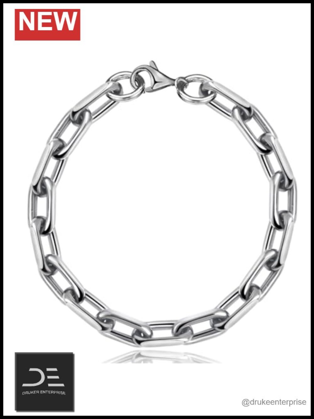 Pure Titanium Oval Link Chain Bracelet 8mm Men's Welded Jewelry Gift Box
